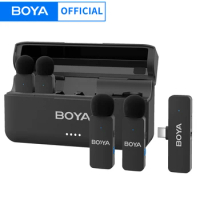 BOYA BY-V4U Wireless Lavalier Lapel Microphone for iPhone Android Phone PC YouTube Video Recording Vlog Live Streaming Interview