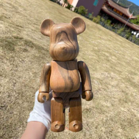 Bearbrick 400% Walnut Wood Natural Wood Grain Handmade 28cm Height Collection Wood Ornaments Doll Joints Can Rotate