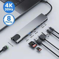 USB C HUB Type C Splitter Thunderbolt 3 Docking Station Laptop Adapter with For Macbook Air M1 IPad Pro RJ45 HDMI Usb Extension