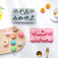 In Stock 8-Piece Halloween Silicone Cake Molds Pumpkin Witch Moon and Other Shapes Baking Mousse Ric