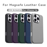 Original  Leather With Magsafe Case For iPhone 16 Pro Max 16 Plus Case Wireless Charging Magnetic Co
