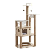 Wholesale Large Multi Level Wood Cat Tree House Cat Climbing Tower Jumping Cat Scratch Tree Wooden