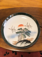 日本中古回流明治時期金蒔繪彩繪松鶴圖老盤子 壺承干果盤 收藏