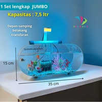 SKY - Syuhada Aquarium - Set Lengkap Aquarium JUMBO Akrilik Transparan Minimalis 35X15X15 Tinggal Pa
