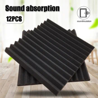 12 Pcs Sound-absorbing Cotton Triangular Grooves Sound Insulation Proofing Foam Board Mat Sheet Wallpapers LB88