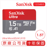 【SanDisk】ULTRA MicroSD 150MB/S UHS-I C10 A1 記憶卡 1.5T【APP下單4%點數回饋】
