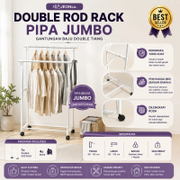 COD DOUBLE ROD RACK dan SINGLE ROD Gantung 2 Lapis Pipa Besar rak Serbaguna Baju Gantungan Laundry P