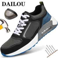 Steel Toe Safety Shoes Men Air Cushion Work Sneakers Breathable Lightweight Work Shoes Men Women Safety Sneakers Protective Shoe
