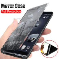 Smart Mirror Flip Case Cover For Samsung Galaxy S 21 Fe S21 Ultra Plus Magnetic Stand Book Coque On Galaxys21 S21plus S21ultra
