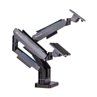 【Thermaltake 曜越】RGB 雙顯示器支架 氣壓結構乘載20公斤X2 支援至35吋 VESA安裝板(GEA-MSR-DMSBLK-01)