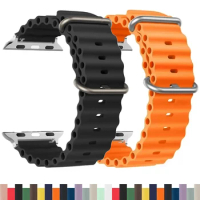 Watch Strap For Apple watch Ultra 49mm band 44mm 45mm 40mm 41mm 42mm silicone Original 1:1 bracelet iWatch series 8 7 6 5 4 9 se