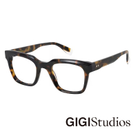 【GIGI Studios】金飾船型方框光學眼鏡(玳瑁 - WRIGHT-67391/2)