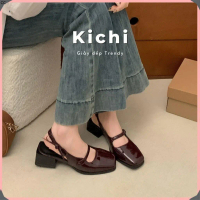 CC Giày slingback 𝗞𝗜𝗖𝗛𝗜 giày nữ mũi gót vuông thời trang sang trọng thanh lịch 25𝟮0