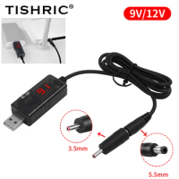 TISHRIC USB DC 5V to 12V 9V Power Cable For Route WIFI Converter Wire usb Boost Module Adapter 2.1x5.5mm Connector Via Powerbank