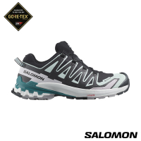 官方直營 Salomon 女 XA PRO 3D V9 Goretex 健野鞋 黑/漂水藍/藍