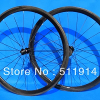 WS-CW03 Full Carbon Road bike 38mm Clincher Wheelset 700C Clincher Rim , Spokes , hub , (front and rear)
