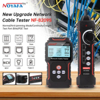NOYAFA NF-8209S Network Cable Tester Cable Tracker Cat5 Cat6 PoE Tester Detect Length Continuity Test with NCV &amp; Lamp