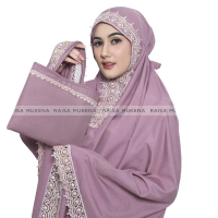 Mukena Dewasa Katun Micro Premium 2in1 Renda Mewah Jumbo NAURA SERIES Atasan Bawahan Cantik Lembut N