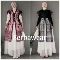 Kamaniya Outer Tunik  Brocade Lace Outer Atasan Wanita | Outer Kondangan |Outer Renda| Outer Brukat 