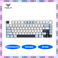 AULA F75 Mechanical Keyboard Multifunctional Knob Three Mode Hot Swap RGB Gaming Keyboard Gasket Pc Gamer Accessories Mac Gifts