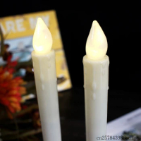 200pcs LED Taper Lamps Dipped Flickering Electric Pillar Candles Battery Operated Flameless Candle Wedding Christmas
