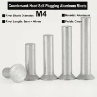 100Pcs/50Pcs/40Pcs/30Pcs/20Pcs M4x5mm~40mm Solid Aluminum Rivets Countersunk Head Self-plugging Rivet GB869