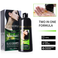 Mokeru 100% Grey Hair Coverage Organic Instant Black Hair Color Shampoo Products Noni Fruit Permanent Black Dye Shampoo