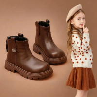 Girls' Boots Children's Martin Boots Little Princess Short Boots 2025 New Autumn Fleece-Lined Warm S