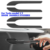 4pcs Car Door Handle Sticker For Tesla Model 3 Y 2017 - 2022 Door Wrap Cover Paste Model3 Model Y Accessories Carbon Fiber ABS