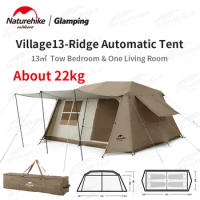 Naturehike Village13 Ridge Quick Open Tent Titanium Black Glue 2-4 Person Camping Hut Tent Outdoor Picnic Rainproof Brown Tent