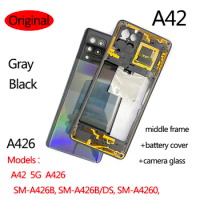 Original A42 For Samsung Galaxy A42 5G A426 Battery Case Lid Housing Chassis Middle Frame Back Cover + Camera Lens Repair Parts