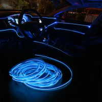 1M 2M 3M car EL Wire led strip Atmosphere light for DIY flexible AUTO interior Lamp Party decoration lights Neon strips 12V USB