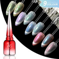 AS 15 Ml 9D Auroras Cat Eye Magnetic Gel Polish Set Semi Permanent Soak Off UV LED Glitter Auroras Nails