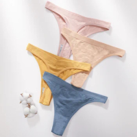 Women's Thongs G-string Panties Female Low Waist Briefs Cotton Underwear Sexy Lingerie Breathable Brazilian Thongs Ladies T-back