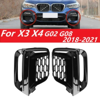 1Pair Front Bumper Fog Light Grille Frame For BMW X3 G01 X4 G01 G02 G08 18-2020 Exterior Cover (With Fog Lamp Hole)