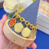 MELURWANGI Emas Sadur Indonesia 916 Rantai Tangan Sauh Dinar 2cm