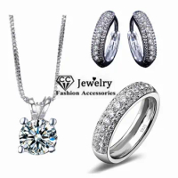 Earring and Necklace Sets CZ Bridal Jewelry Set White Gold Plated Jewellery Boucle d'Oreille Pendante ASM016