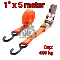 "RACHET TIE DOWN STRAP 1IN X 5M TALI KREK KRETEK LASHING CARGO LASHING 1"" INCI x 5 METER"