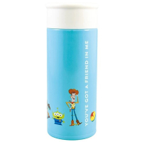 【小禮堂】Disney 迪士尼 玩具總動員 迷你旋轉蓋不鏽鋼保溫杯 兒童水壺 隨身瓶 200ml 《藍 排站》(保溫瓶)
