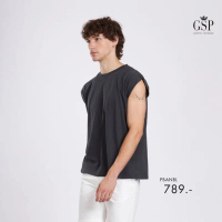 GSP เสื้อยืดผู้ชาย Color Crop Tee คอกลม แขนล้ำ สีเทาดำ PBANBL คําแนะนําการขายที่ร้อนแรงในเดือนนี้