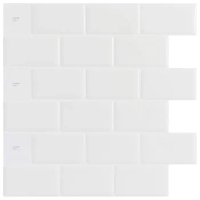 Art3d Kitchen Backsplash Tiles Peel and Stick White Brick Subway for Kitchen, Bathroom 10 Pieces 12''x12''