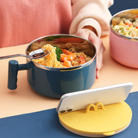 304不銹鋼泡面碗帶蓋單個飯碗宿舍用學生飯盒日式餐具大碗筷套裝