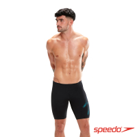 【SPEEDO】男 運動及膝泳褲 Boom Logo(黑/藍)