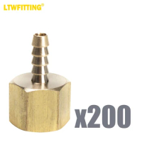 LTWFITTING Brass Fitting Coupler 1/4-Inch Hose Barb x 1/2-Inch Female NPT Fuel Water Boat(Pack of 200)
