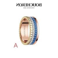 Qi Wei Same Product Boucheron Gear Ring Light LuxuryinsRotatable Color Separation Ceramic Couple Gif