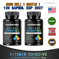 [Beli 1 GRATIS 1]KAPENSTEND Vitamin C, 1000MG, + Kapsul Vitamin D3 K2, Formula Tulang dan Jantung Se