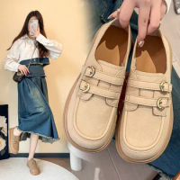 Loafer Shoes Women Flat Shoes 2024 Spring New Women's Through Fashion Small Leather Shoes