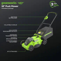 Greenworks 40V 16" Brushless Cordless (Push) Lawn Mower (75+ Compatible Tools), 4.0Ah Battery and Charger Included