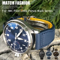 High Quality Nylon Calfskin Watchband 21mm 22mm Fit for IWC Big PILOT IW5009 TOP GUN IW3880 Leather Watch Strap Black Wristband