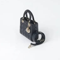 Tas CHRISTIAN DIOR LADY DIOR SMALL GHW BLACK LAMBSKIN BAG 100% ORIGINAL 19X5X17CM